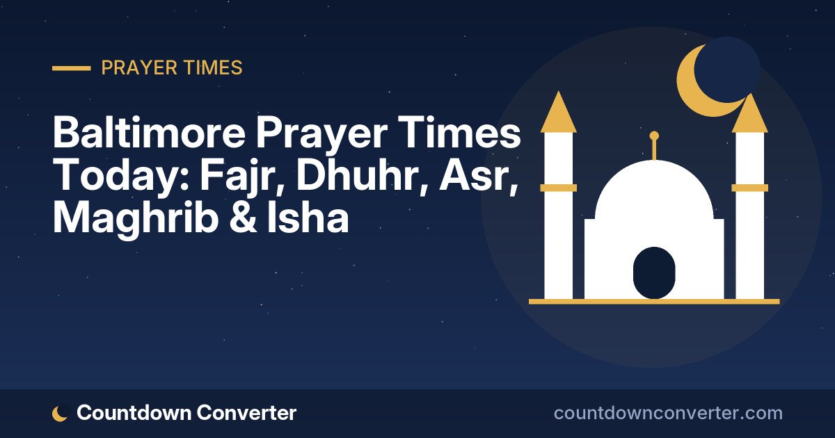 Baltimore Prayer Times Today: Fajr, Dhuhr, Asr, Maghrib & Isha