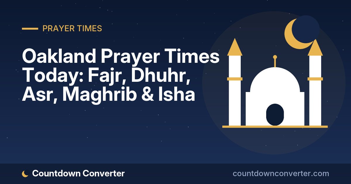 Oakland Prayer Times Today: Fajr, Dhuhr, Asr, Maghrib & Isha